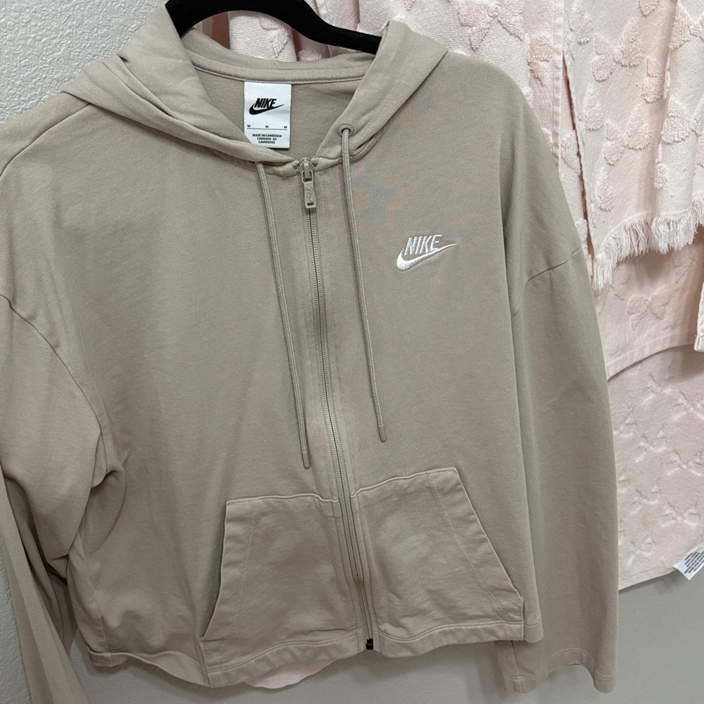 Nike Women's Beige Zip-Up Hoodie
